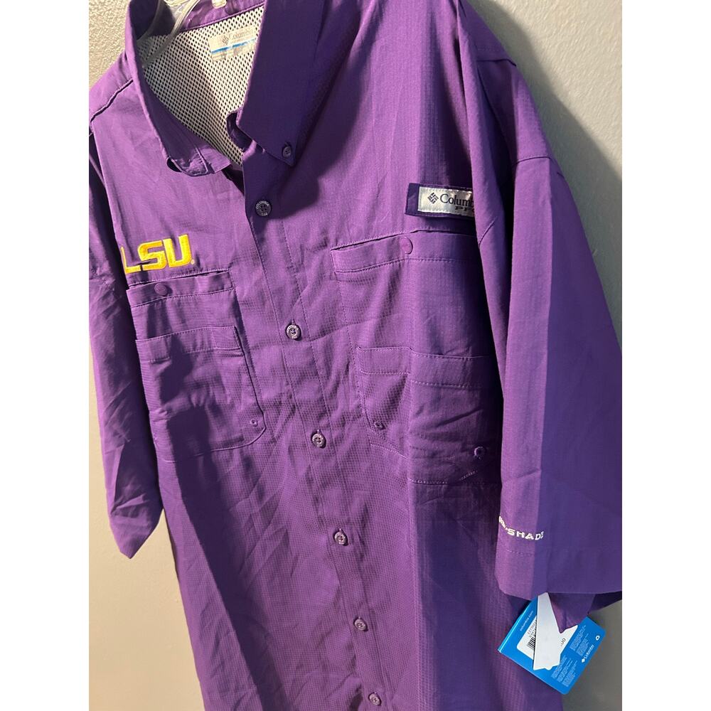 LSU Columbia XL Purple Button Down Shirt (NWT) - Picture 3 of 4